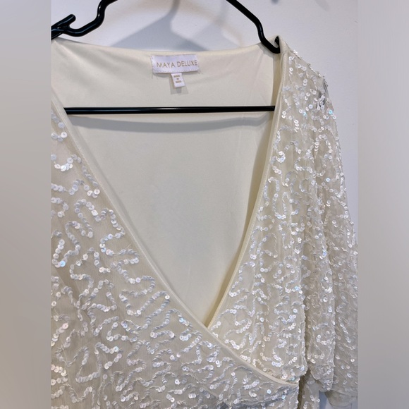 Maya Plus Delicate Sequin Wrap Midi Pencil Dress - Picture 8 of 10